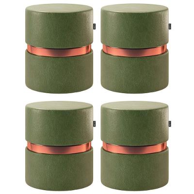 Kit 04 Puffs Bancos Redondo Porto 49x43cm Corano Verde