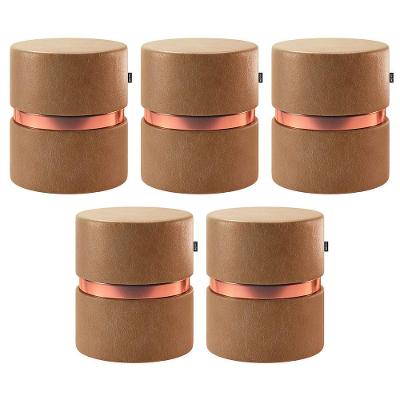 Kit 05 Puffs Bancos Redondo Porto 49x43cm Corano Amarula