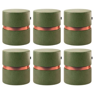 Kit 06 Puffs Bancos Redondo Porto 49x43cm Corano Verde