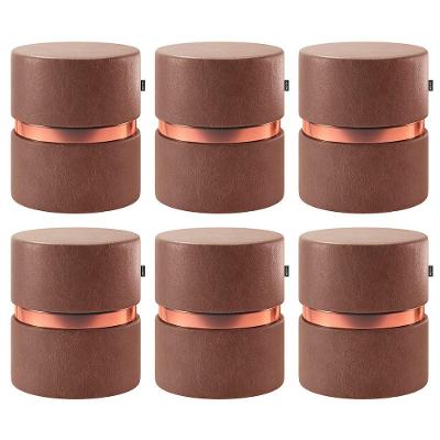 Kit 06 Puffs Bancos Redondo Porto 49x43cm Corano Coffee