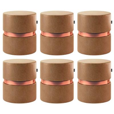 Kit 06 Puffs Bancos Redondo Porto 49x43cm Corano Amarula