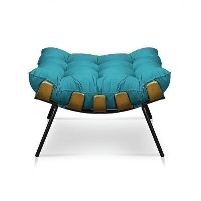 Puff Costela Sala E Escritório Suede Azul Turquesa