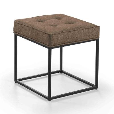 Puff Cubo Metálico Cor Linho Marrom