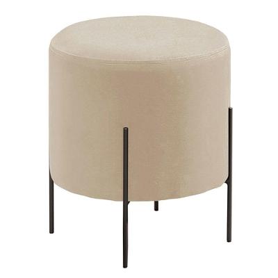 Puff Banqueta Veludo Odim Luxo Castellar Móbile Bege Claro