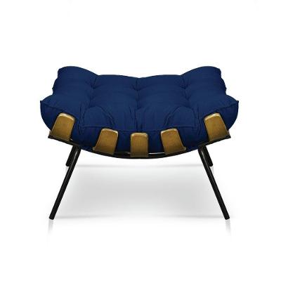 Puff Costela Decorativo Sala E Escritório Suede Azul Marinho
