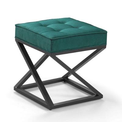 Puff Cubo Metálico Torcido Cor Suede Verde