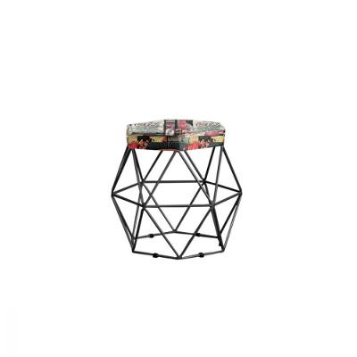 Puff Decorativo Onix Com Armação Preto Para Sala Em Suede