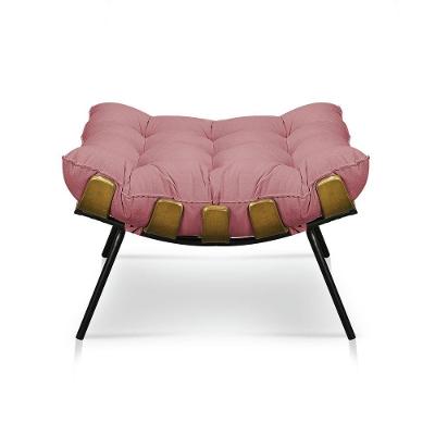 Puff Decorativo Costela Sala E Escritório Suede Rose