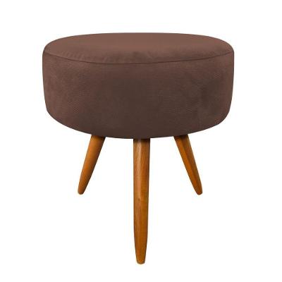 Puff Decorativo Banqueta Dóris Redondo Suede Marrom