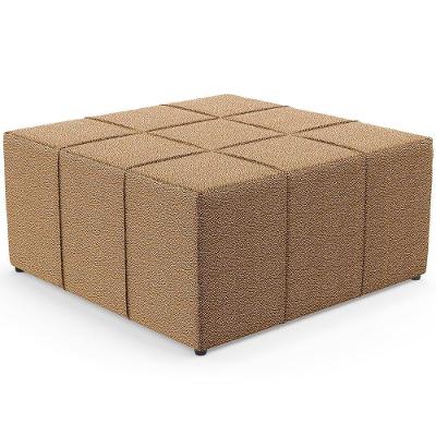 Puff Decorativo Para Sala De Estar Quadrado Milano 90x90cm W01 Bouclê Mostarda - Lyam Decor