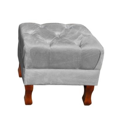 Puff Decorativo Retrô Luis Xv Quadrado Em Capitonê Suede