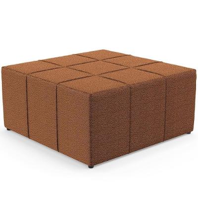 Puff Decorativo Para Sala De Estar Quadrado Milano 90x90cm W01 Bouclê Terracota - Lyam Decor