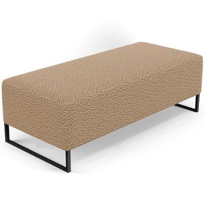 Puff Decorativo Sala De Estar Bali W01 Base Ferro 120x50 Cm Bouclê Mostarda - Lyam Decor