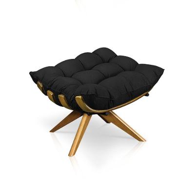 Puff Giratório Costela Suede Preto Ma25