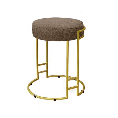 Puff Decorativo Sarah Sala E Recepção Metal Dourado Linho
