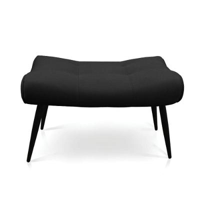 Puff Sher Suede Preto Pés Palito De Ferro - D'Rossi