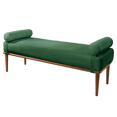 Recamier Puff Berlim Luxo Base Em Madeira Maciça Castellar Móbile Verde