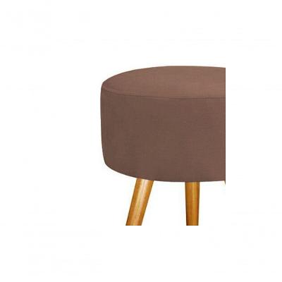 Decoração de Sala Puff Redondo Pé Palito Suede Marrom