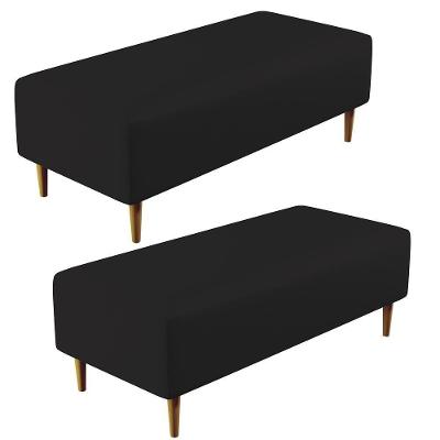 Kit 02 Puffs Bali W01 Pés Palito 120x50 Cm Corano Preto