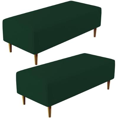 Kit 02 Puffs Bali Pés Palito 120x50 Cm Suede Verde Musgo