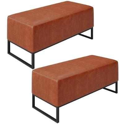 Kit 02 Puff Cléo W01 Base De Ferro 90 Cm Couríssimo Camel