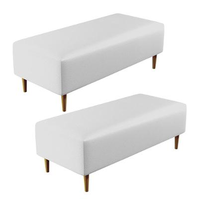 Kit 02 Puffs Bali W01 Pés Palito 120x50 Cm Corano Branco