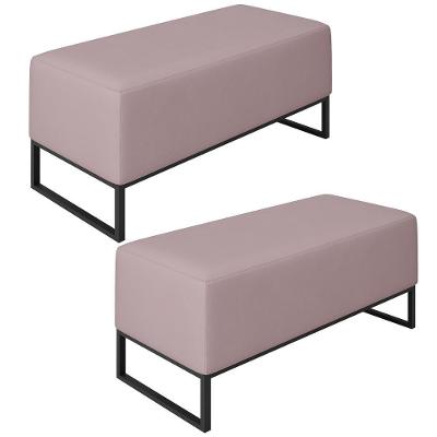 Kit 02 Puffs Cléo W01 Base De Ferro 90 Cm Suede Rosê
