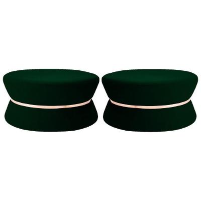 Kit 02 Puffs Sala de Estar 95cm Dhaka Veludo Verde Gran Belo