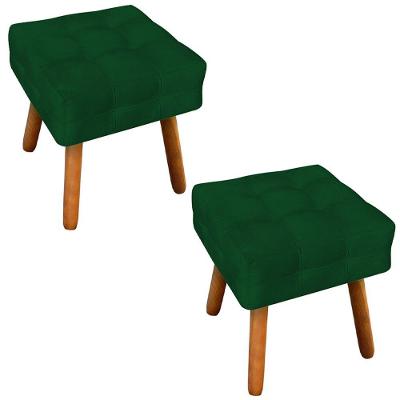 Kit 2 Puffs Decorativos Pés Palito Karen Suede Verde