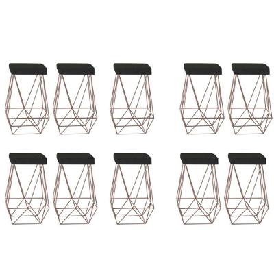 Kit 10 Puffs Luci Bronze Assento Preto
