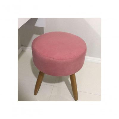 Kit 2 Puff Banqueta para Bancada de Maquiagem Suede Rosê Pés Palitos