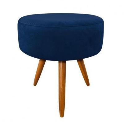 Puf Puff Para Sala Decorativo Redondo Pé Palito Azul Marinho