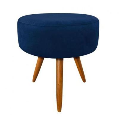 Puf Puff Para Sala Decorativo Redondo Pé Palito Azul Marinho