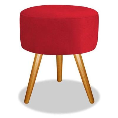 Puf, Puff Para Sala, Puff Redondo, Decoração Suede Vermelho