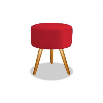 Puf, Puff Para Sala, Puff Redondo, Decoração Suede Vermelho