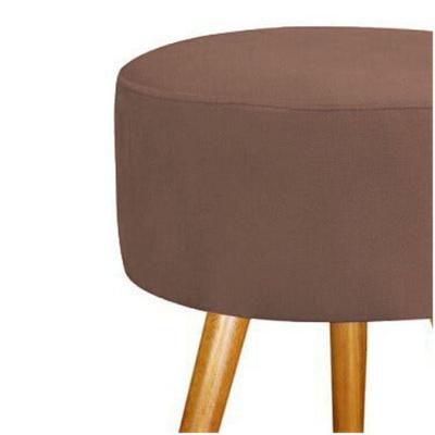 Puf, Decoração De Sala, Puff Redondo Pé Palito Suede Marrom Chocolate