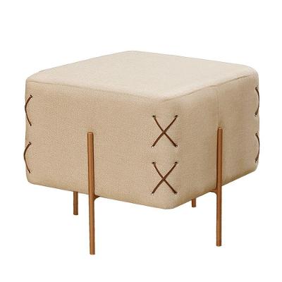 Puff Banqueta Eros Castellar Luxo Móbile Bege Claro