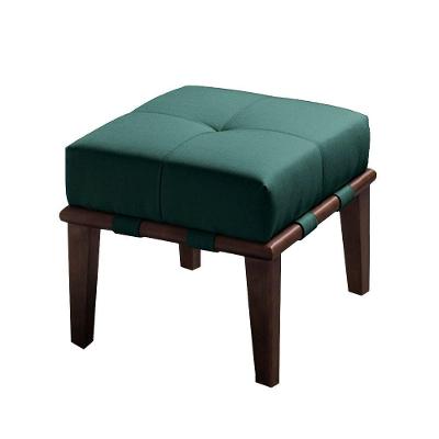 Puff 45cm Martínez Veludo Pés Madeira Verde/imbúia