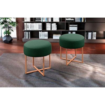 Puff Banqueta Otávio Luxo Base Bronze Castellar Móbile Verde