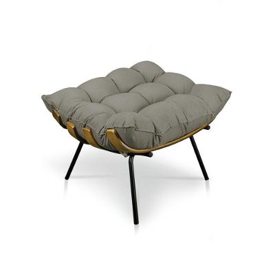 Puff Costela Suede Marrom Rato Base Metal