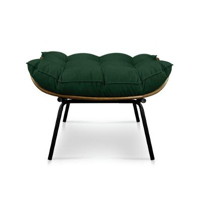 Puff Costela Suede Verde Base Metal