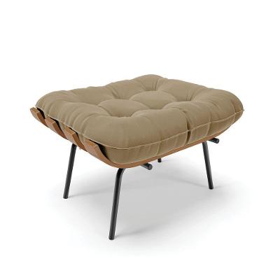 Puff Costela Suede Base Metálica Preto - D'Rossi Marrom Rato