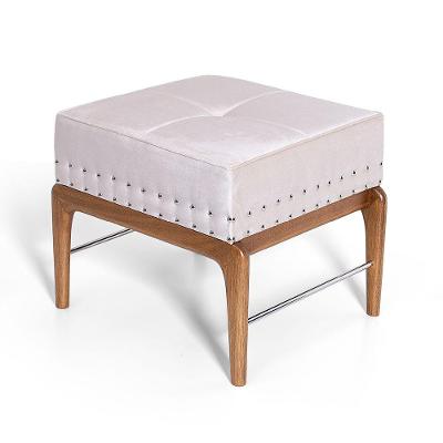 Puff De Madeira com Estofado Retangular Bell Creme