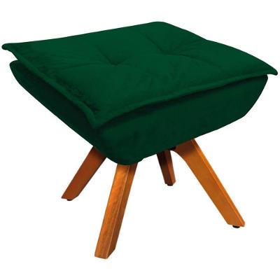 Puff Base Giratória Em Madeira Charger Suede Verde