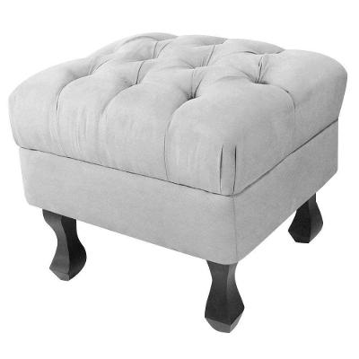 Puff Baú Retrô Luis Xv Suede Cinza D´rossi