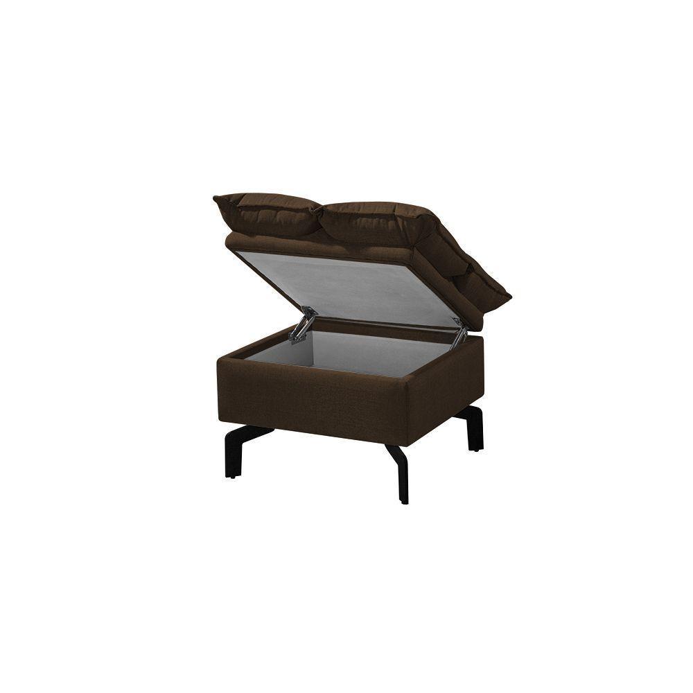Puff Baú Luxor Pés De Aço Preto 63 X 63Cm Veludo Marrom - Cor: Marrom - 2
