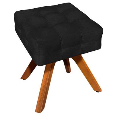 Puff Decorativo Base Giratória Karen Suede Preto - Gran Belo