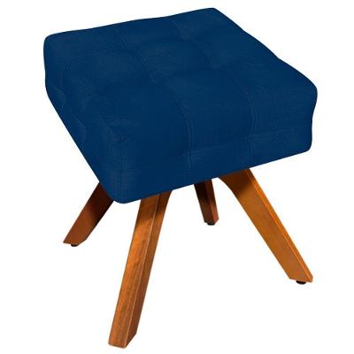 Puff Decorativo Base Giratória Karen Suede Azul Marinho