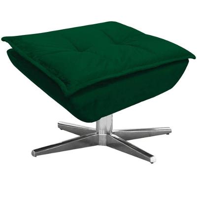 Puff Decorativo Base Giratória Cromada Charger Suede Verde G19 - Gran Belo