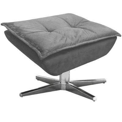 Puff Decorativo Base Giratória Cromada Charger Suede Grafite G19 - Gran Belo